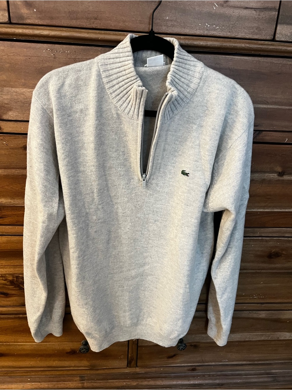 Lacoste 100% Virgin Wool Quarter Zip Sweater Gray Men’s Size 5